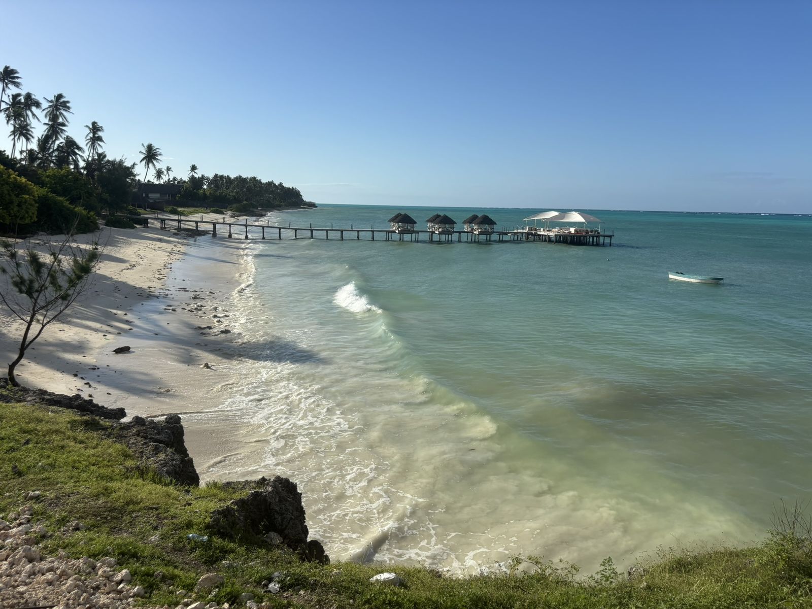 The beach directly below the villa