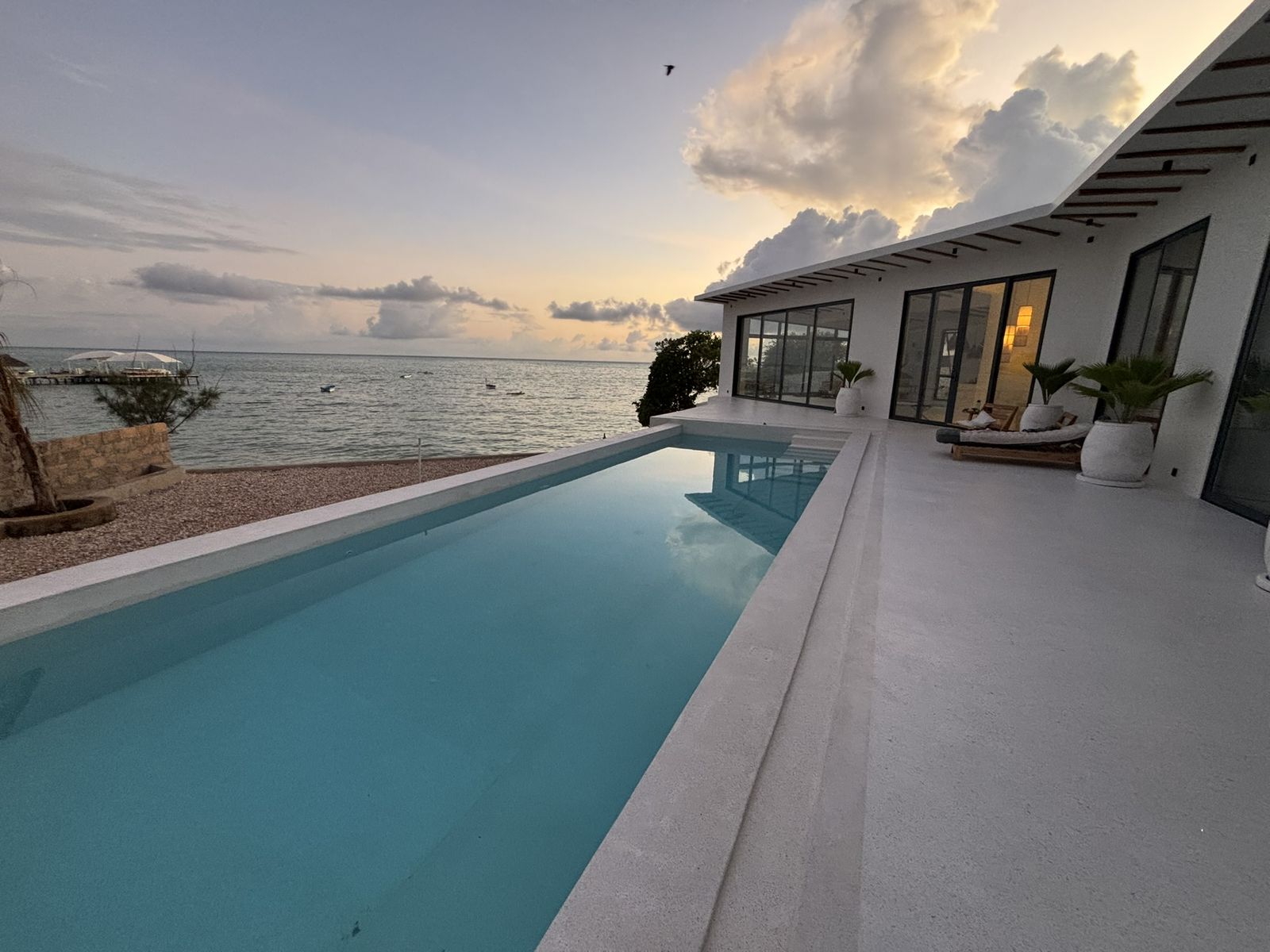 Pool and terrace in the evening light