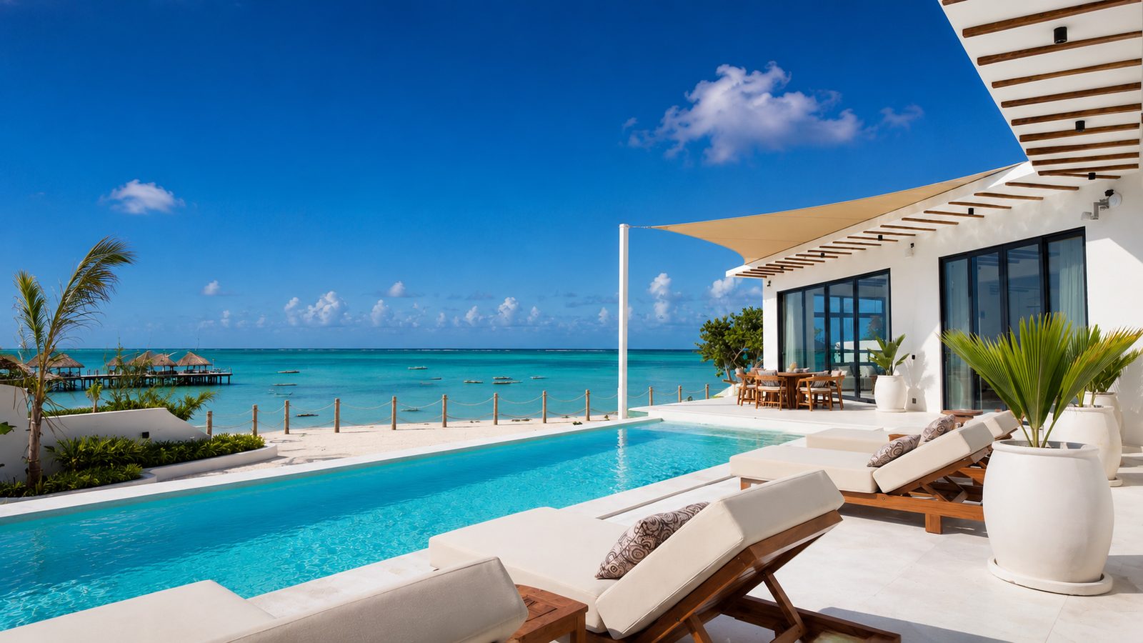 Private infinity pool on the cliff edge at Zuri Cliff, adults only villa Zanzibar