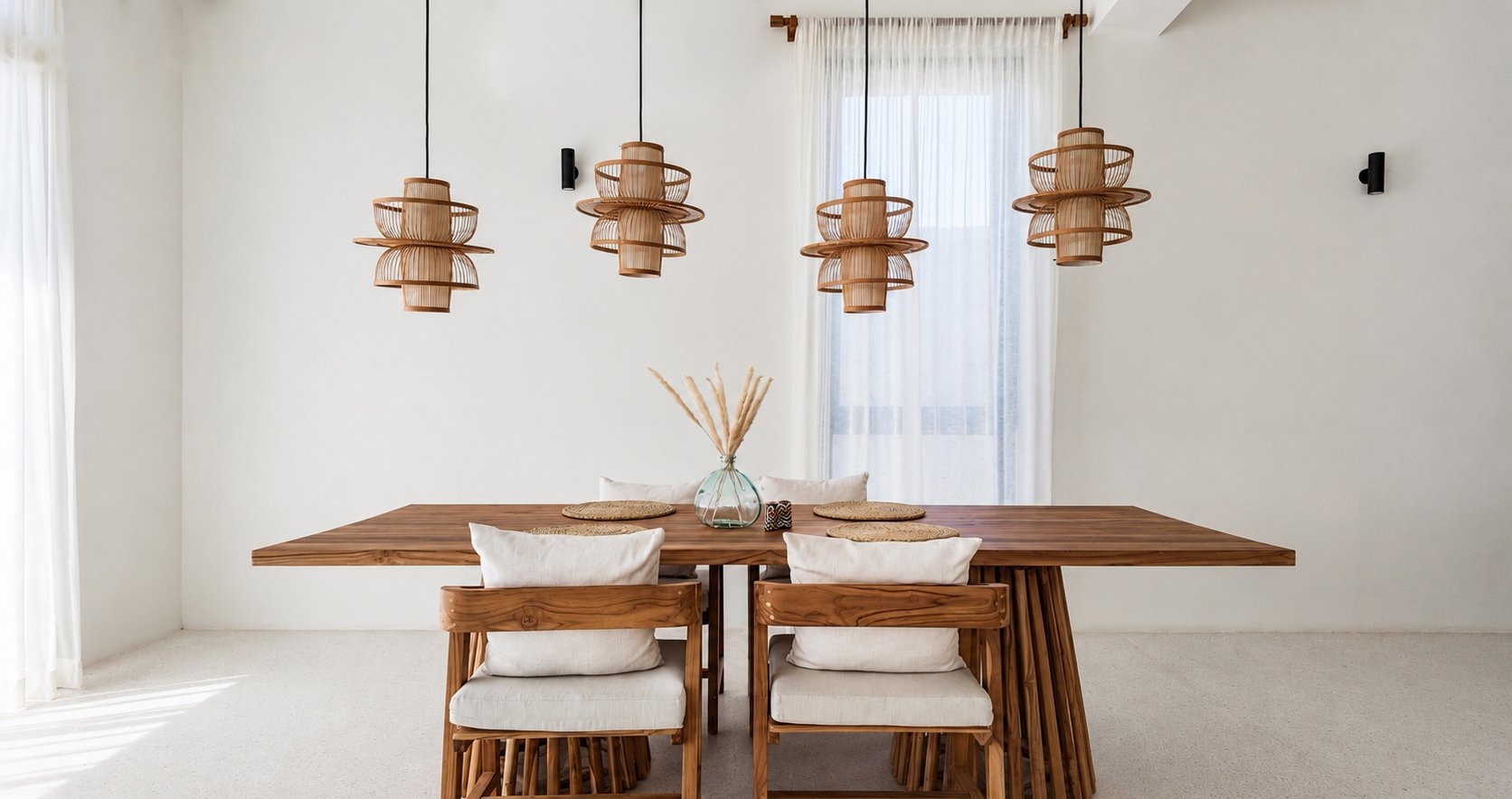 Dining room with pendant lighting at Zuri Cliff villa